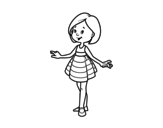 Desenho de Menina com vestido curto para colorear