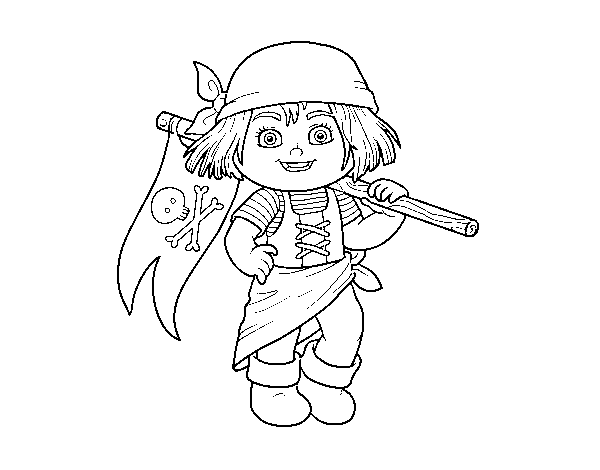 Desenho de Menina do pirata para Colorir