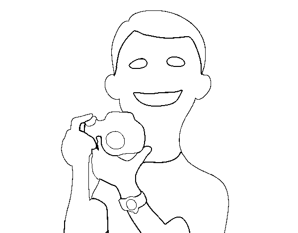Desenho de Menino com a câmera para Colorir
