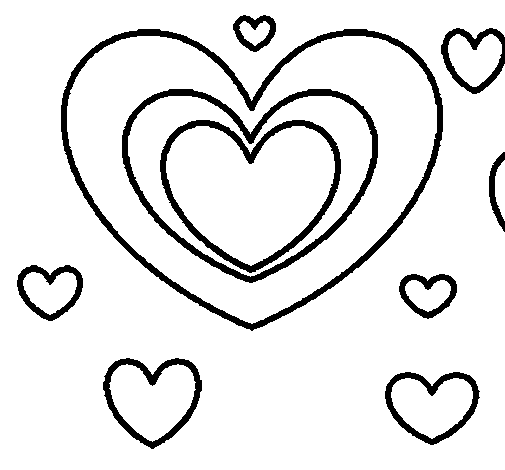 Desenho de Muitos corações para Colorir