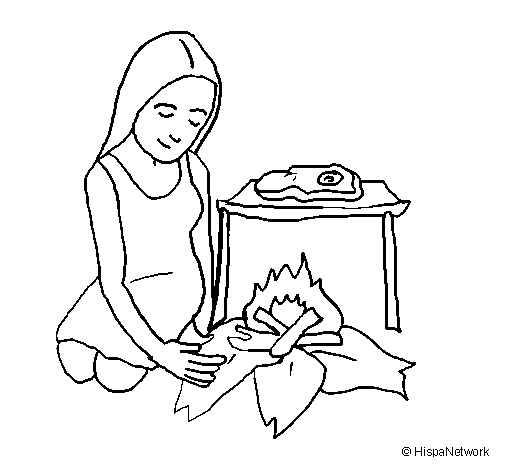 Desenho de Mulher a cozinhar para Colorir
