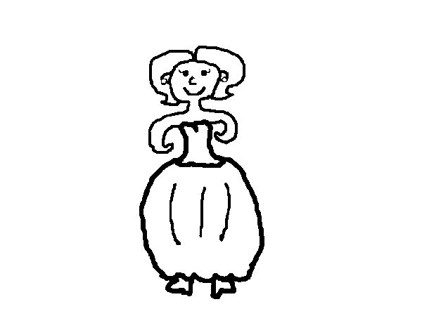 Desenho de Mulher com vestido para Colorir