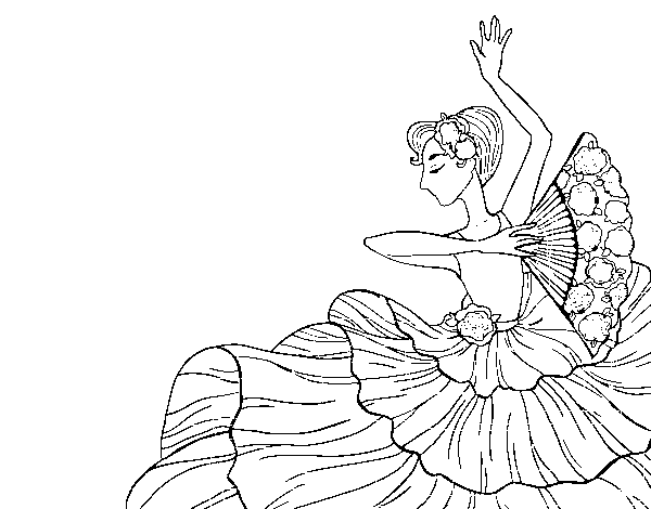 Desenho de Mulher flamenco para Colorir