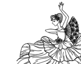 Desenho de Mulher flamenco para colorear