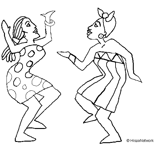 Desenho de Mulheres a dançar para Colorir