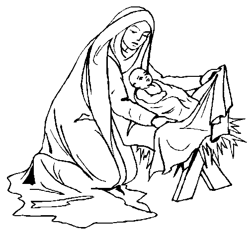 Desenho de Nascimento do menino Jesús para Colorir