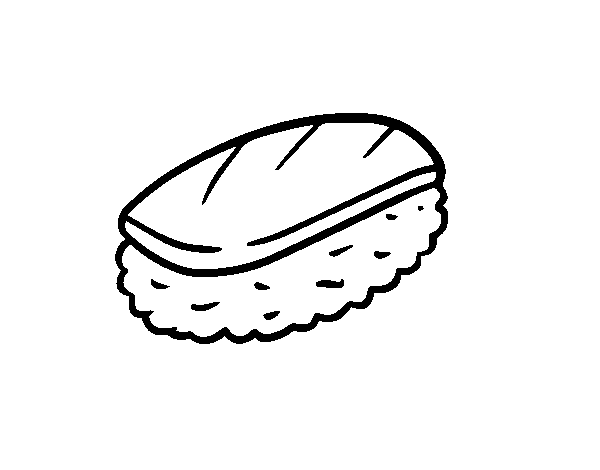 Desenho de Nigiri de peixe para Colorir