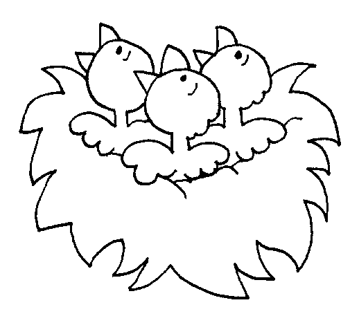 Desenho de Ninho de passaritos para Colorir