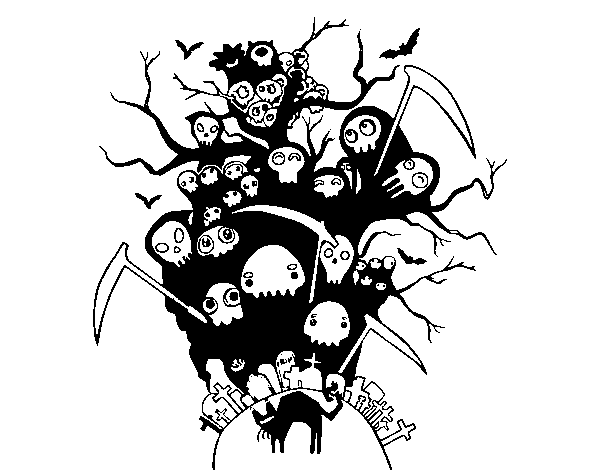Desenho de Noite de Halloween para Colorir