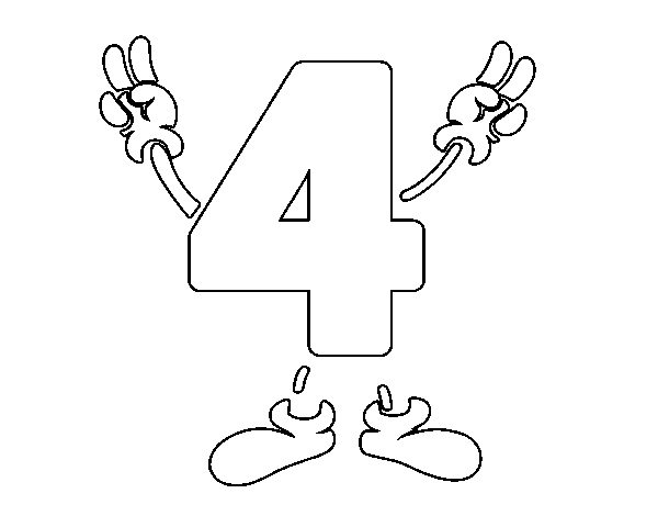 Desenho de Número 4 para Colorir