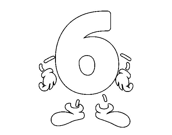 Desenho de Número 6 para Colorir