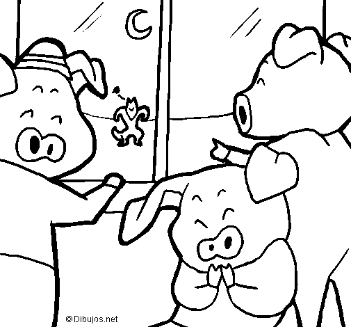 Desenho de Os três porquinhos 13 para Colorir