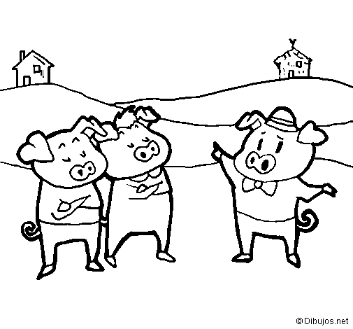 Desenho de Os três porquinhos 5 para Colorir