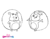 Desenho de Ouriços Heberto y Hazel para colorear