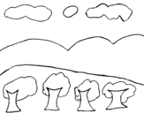 Desenho de Paisagem com montanha para colorear
