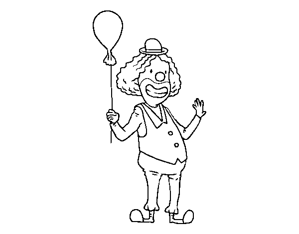 Desenho de Palhaço e balão para Colorir