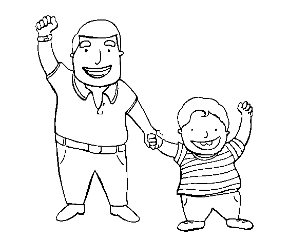 Desenho de Papai e filho para Colorir