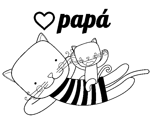 Desenho de Papai gato para Colorir