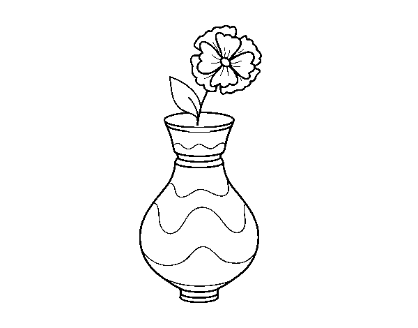 Desenho de Papoula com vaso para Colorir