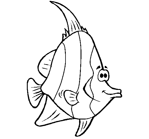 Desenho de Peixe tropical para Colorir