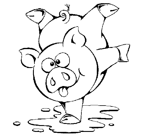 Desenho de Porco a brincar para Colorir