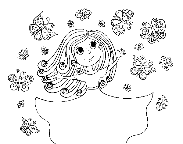 Desenho de Princesa borboletas para Colorir