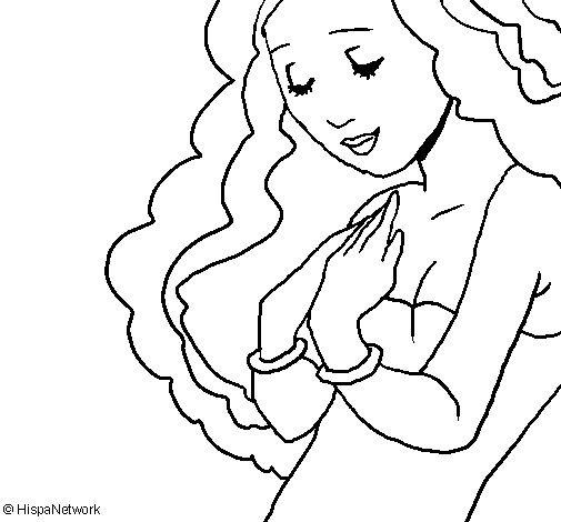 Desenho de Princesa com os olhos fechados para Colorir