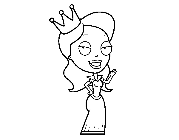 Desenho de Princesa coroada para Colorir
