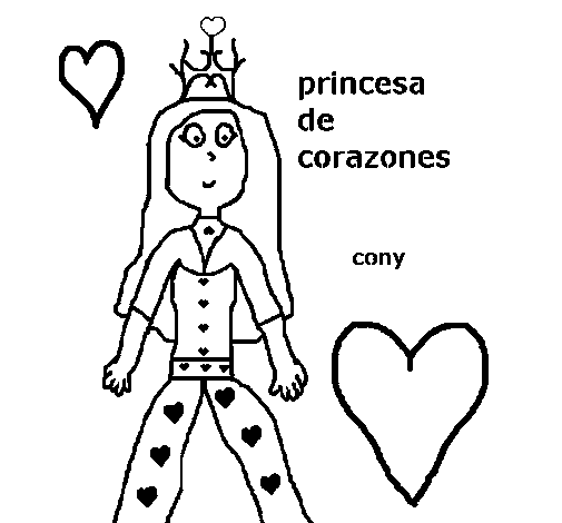 Desenho de Princesa dos corações para Colorir