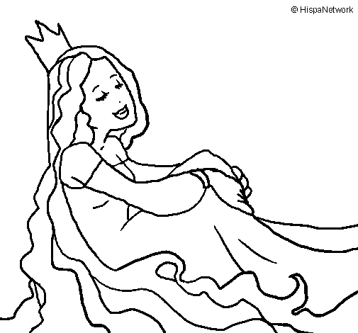 Desenho de Princesa relaxada para Colorir