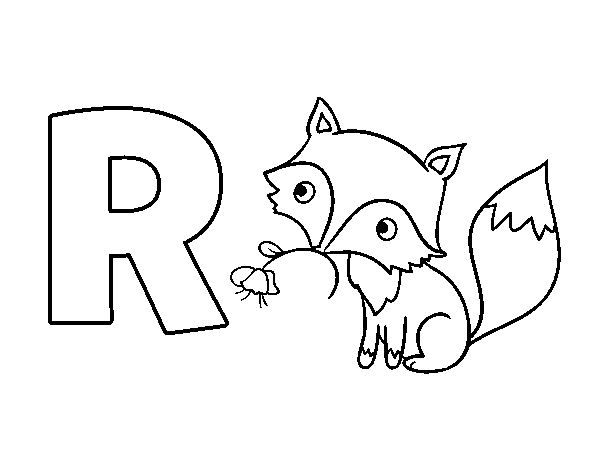 Desenho de R de Raposa para Colorir