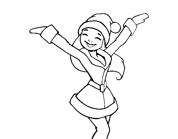 Desenho de Rapariga Natal para Colorir
