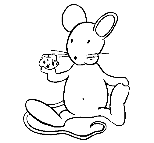 Desenho de Rata com queijo para Colorir