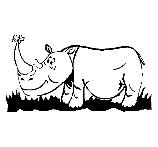 Desenho de Rinoceronte e borboleta para Colorir
