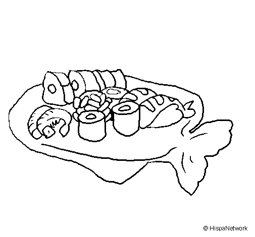 Desenho de Sushi para Colorir