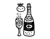Desenho de  Taça de champanhe Véspera de Ano Novo para colorear