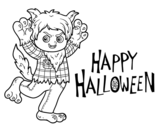 Desenho de Traje de lobo para Halloween para colorear