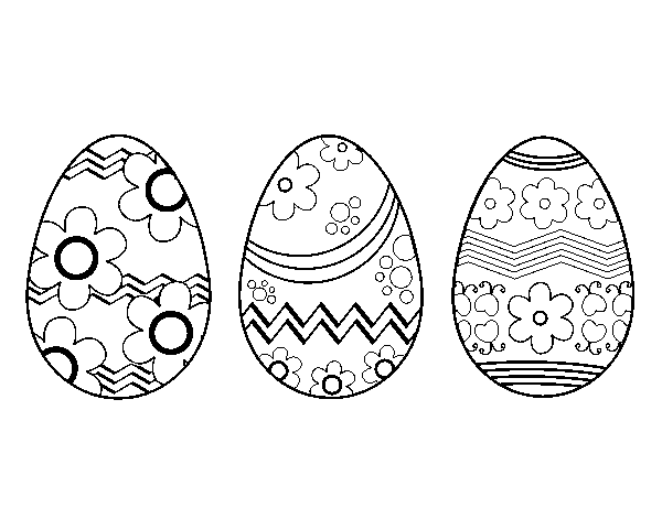 Desenho de Três ovos de Páscoa para Colorir