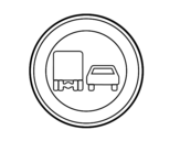 Desenho de Ultrapassar proibido para caminhões para colorear