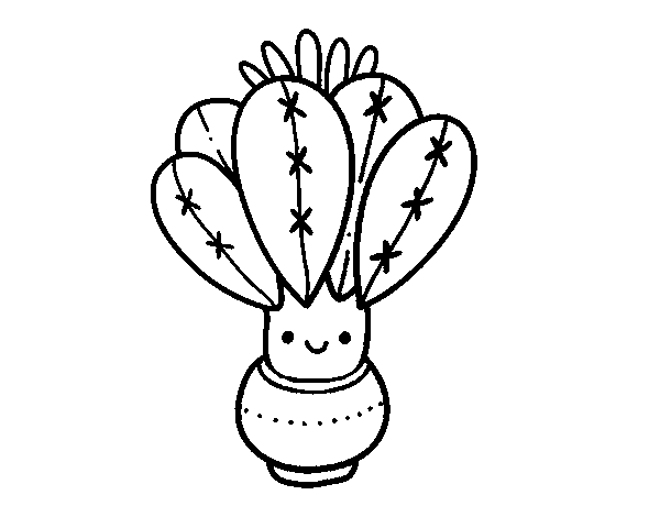 Desenho de Um cacto com flor para Colorir - Colorir.com