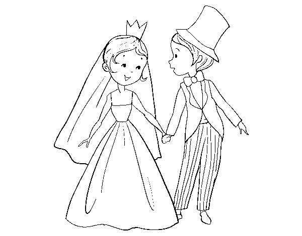 Desenho de Um casamento Real para Colorir