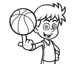 Desenho de Um jogador de basquete júnior para colorear