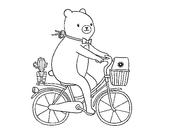 Desenho de Um urso in bicicleta para Colorir