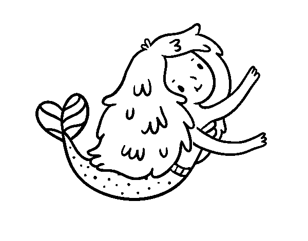 Desenho de Uma pequena sereia para Colorir