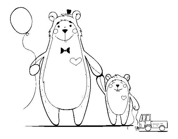 Desenho de Urso e ursinho para Colorir