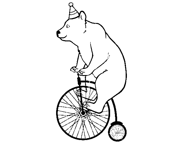 Desenho de Urso em uma bicicleta para Colorir