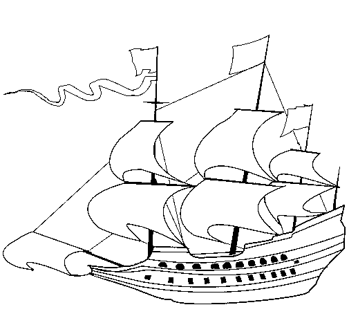 Desenho de Veleiro do século XVII para Colorir