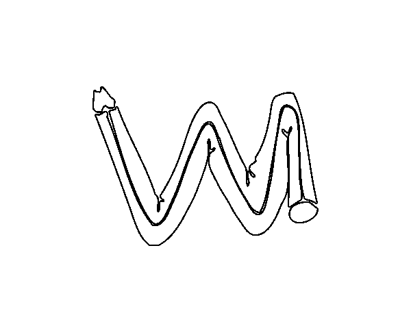 Desenho de W minúscula para Colorir