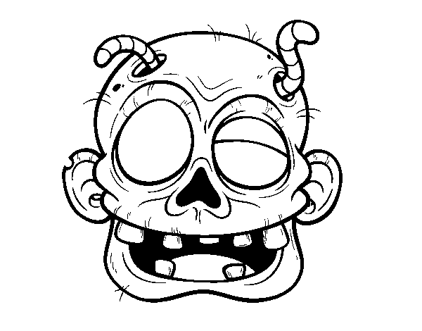 Desenho de Zombie com vermes para Colorir